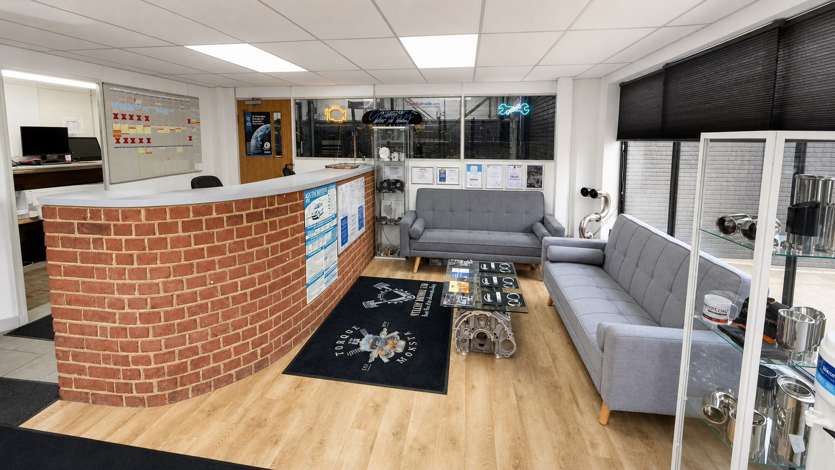 Reception and waiting area at the Vulcan Way workshop