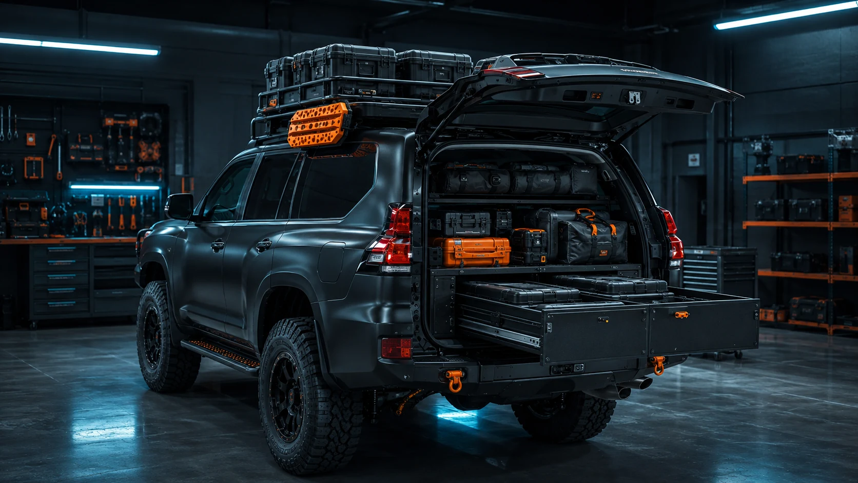 Cargo, roof racks and overland storage. workshop and component visual