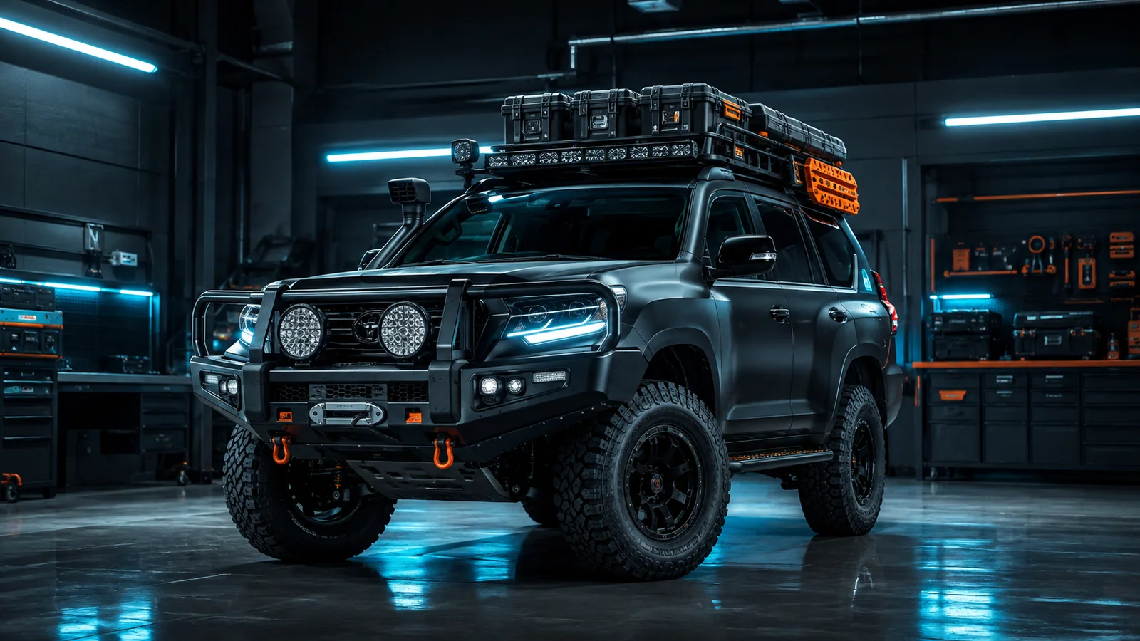 Off-road recovery and protection. workshop and component visual