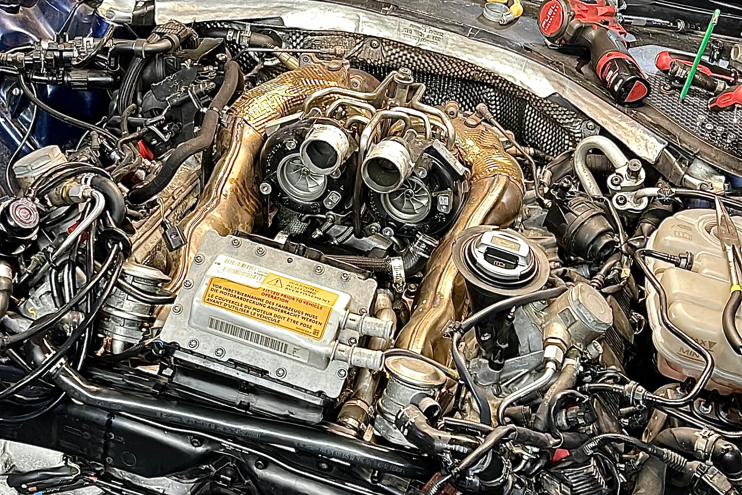 Drivetrain and engine hardware in real workshop detail